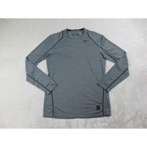 Nike Pro Shirt Mens Medium Gray Long Sleeve Fitted Dri Fit Swoosh Lightweight